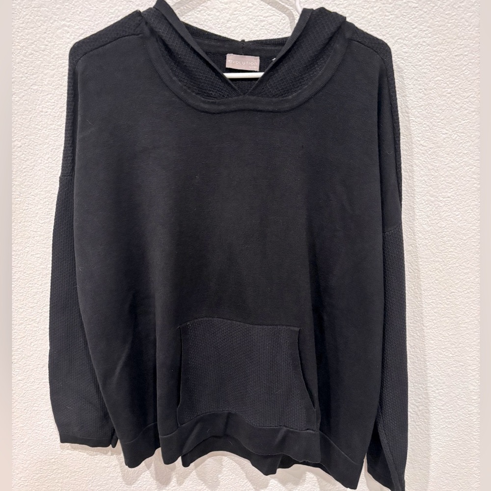 NWOT!! Evolution by Cyrus Reena Texture Detail Hooded Black Pullover -XL - Picture 2 of 7